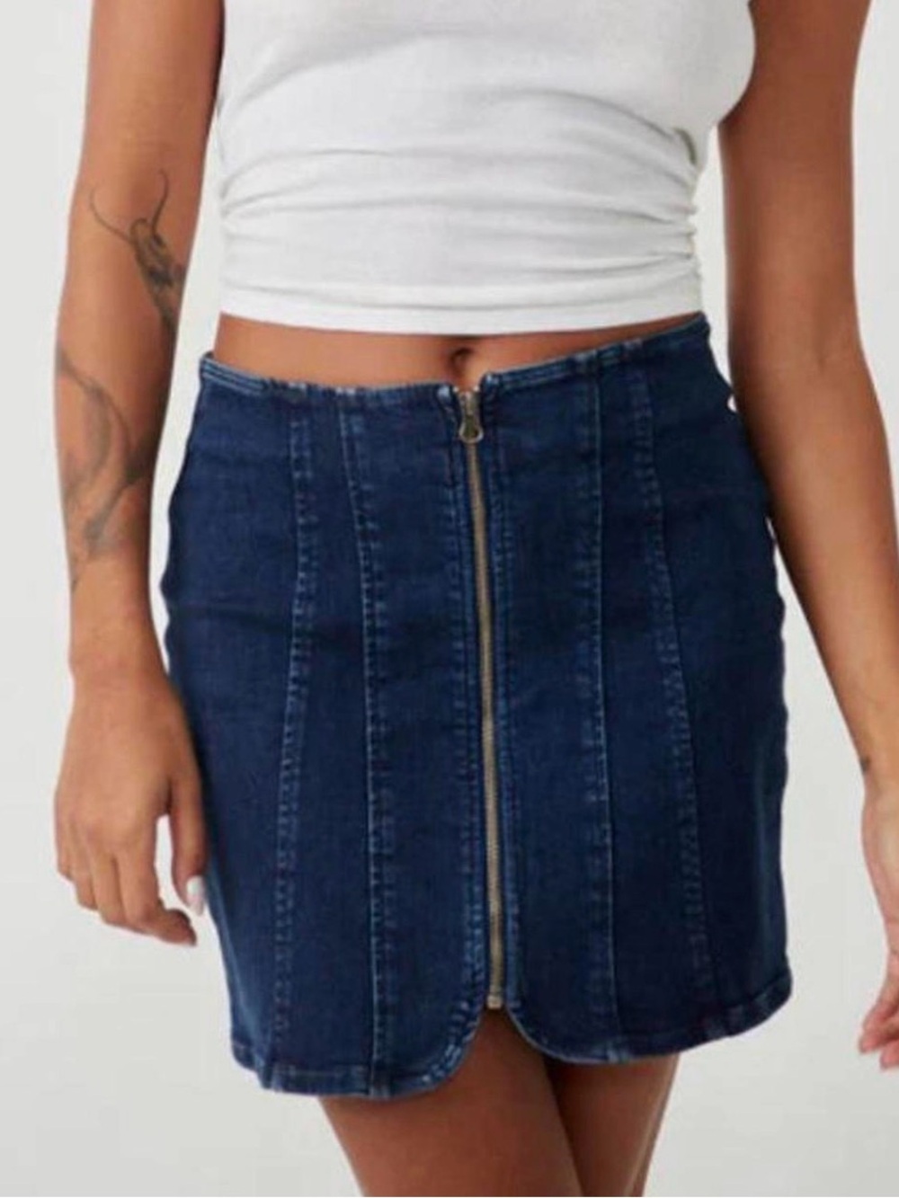 Free People Layla Denim Mini Skirt in Deep Indigo